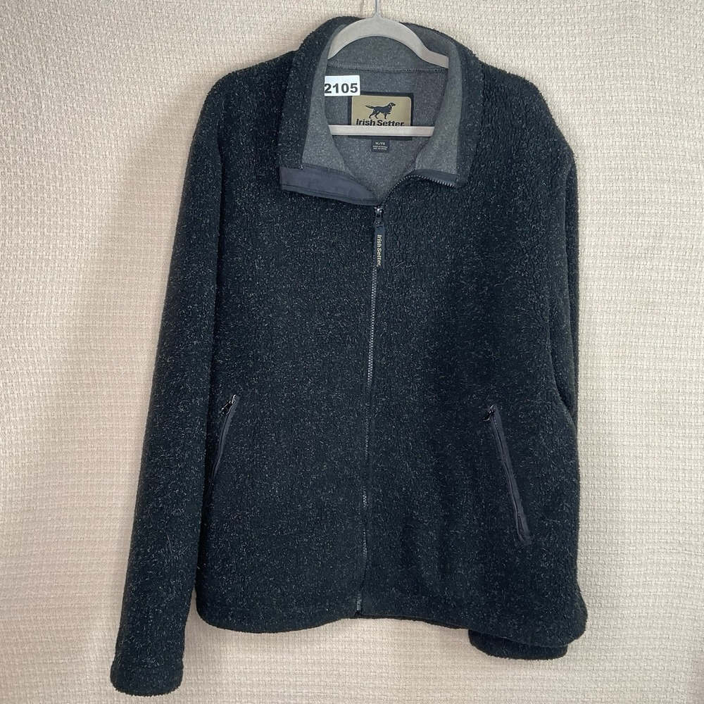 Irish Setter Sherpa Jacket Men's XL Gray Hunting Heavy Full Zip Pockets UltraDry